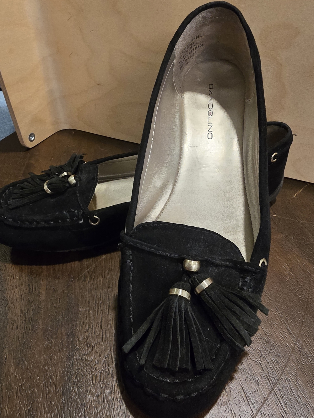Bandolino Black Suede Tassel Loafers for Women Nabele